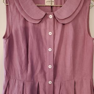 OffOn Linen Dress - Lilac Linen Dress - Double Collar Dress - Full Pleated